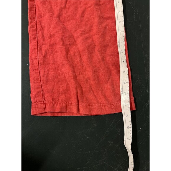 Vintage Y2K Wrapper Low Rise Linen Wide Leg Crop Pants Cargo Pedal Pusher Red‎ - Picture 15 of 16